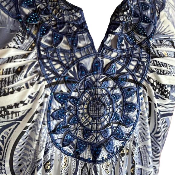 Womens Shirt Size Medium Embroidered Hippie Biker Festival Resort Beachy - Picture 3 of 6